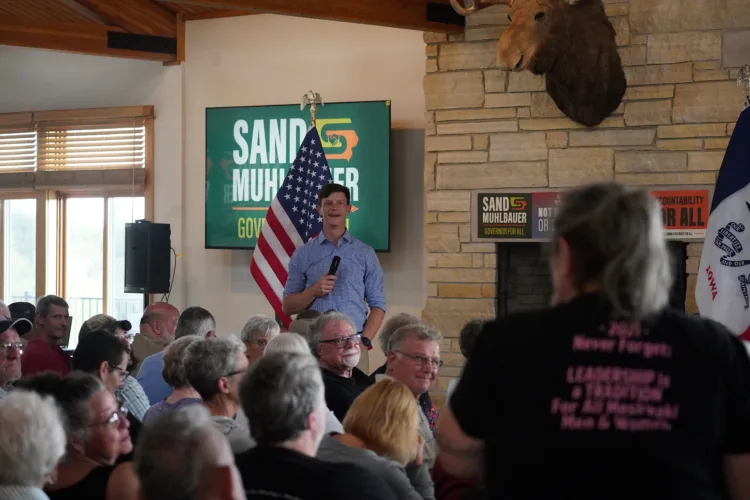 Democratic gubernatorial nominee Rob Sand marks 97th town hall at Tama County's Otter Creek Lake & Park